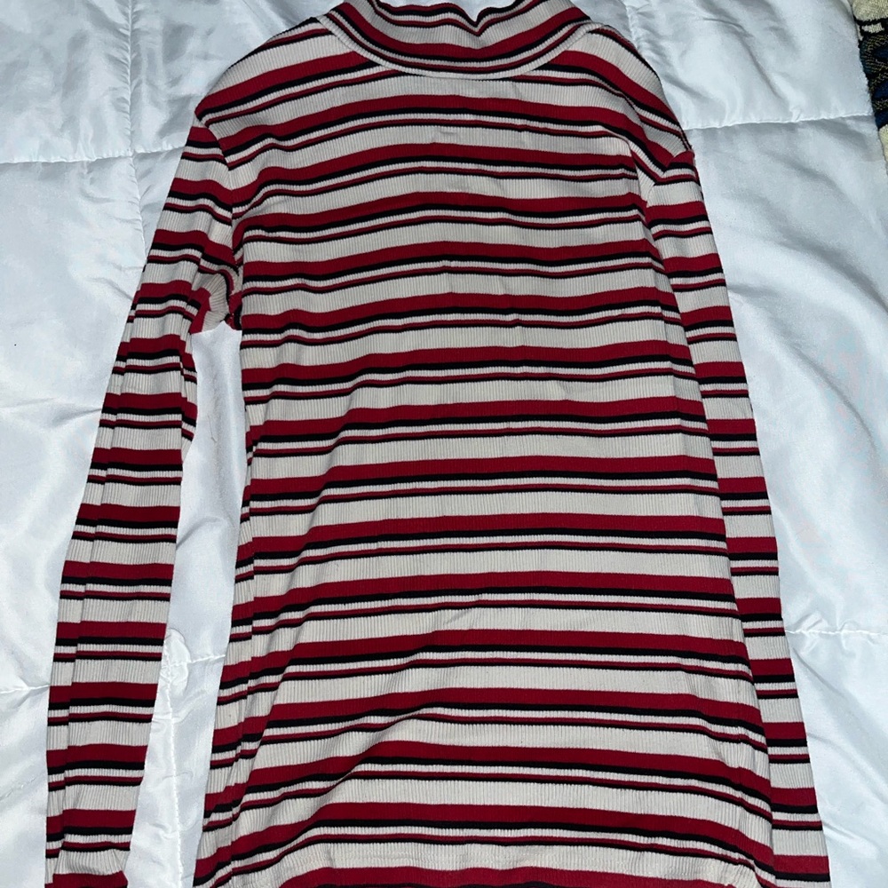 Striped Turtleneck Long Sleeve Top
